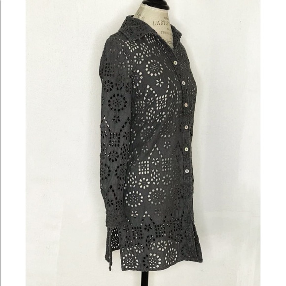 🌸 Anthropologie Gray Buttoned Down Dress By Spiegel Size 6 - Picture 5 of 11